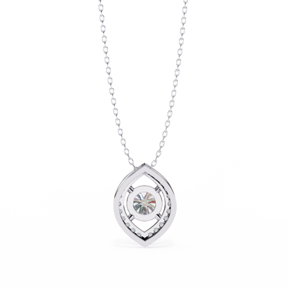 Round Cut Lab Grown Diamond Marquise Shape Halo Pendant