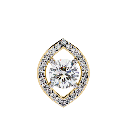 Round Cut Lab Grown Diamond Marquise Shape Halo Pendant