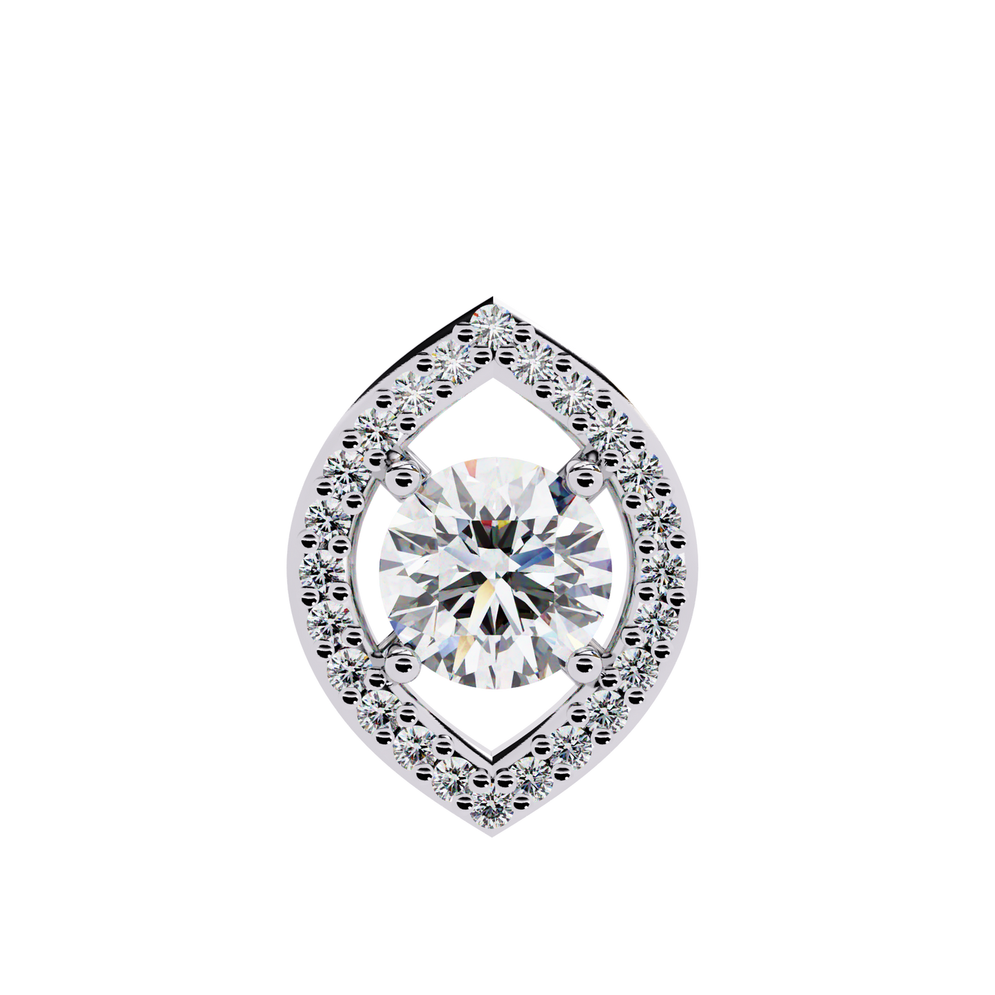 Round Cut Lab Grown Diamond Marquise Shape Halo Pendant