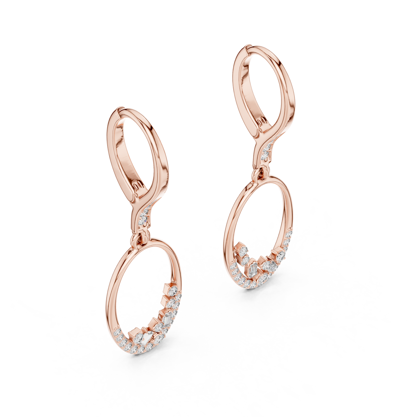 Lab Grown Diamond Oval Hoop Drop Earrings in Yellow Gold