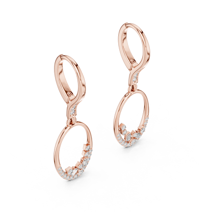 Lab Grown Diamond Oval Hoop Drop Earrings in Yellow Gold