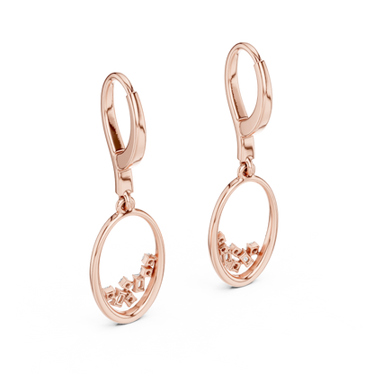 Lab Grown Diamond Oval Hoop Drop Earrings in Yellow Gold