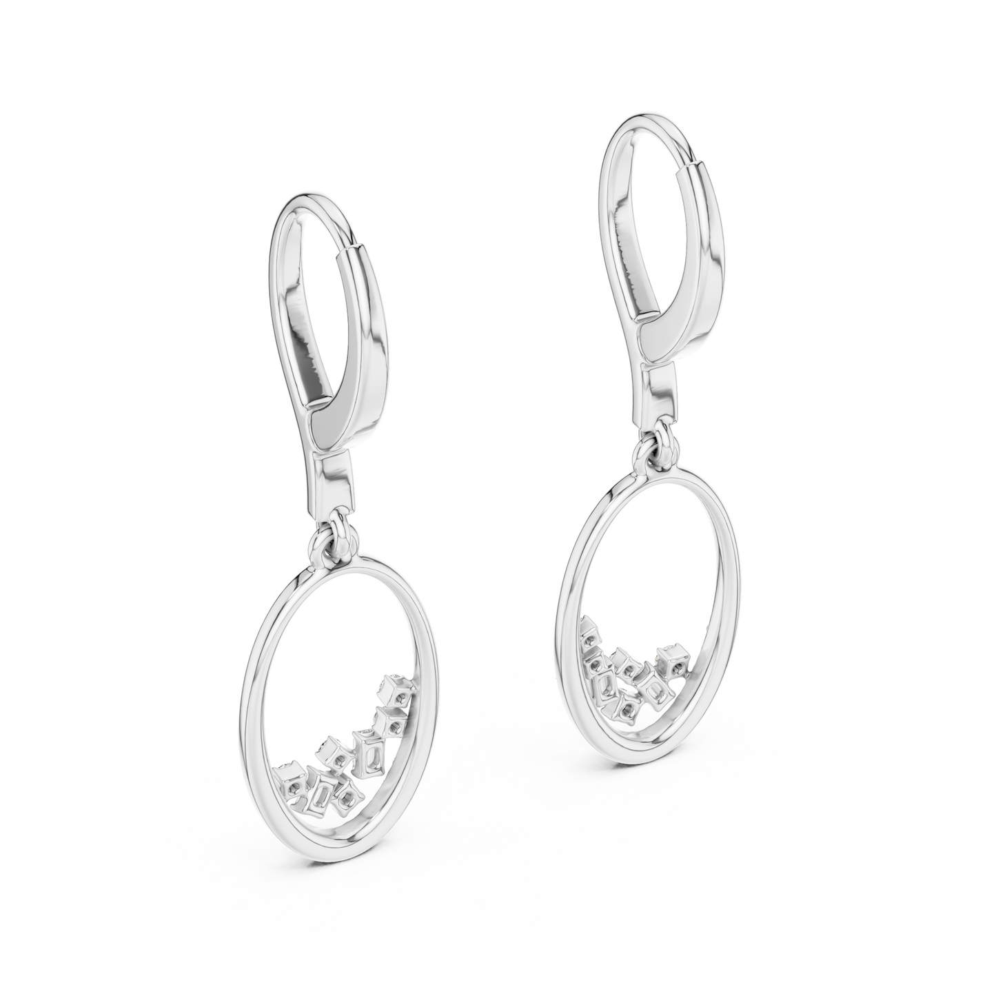 Lab Grown Diamond Oval Hoop Drop Earrings in Yellow Gold