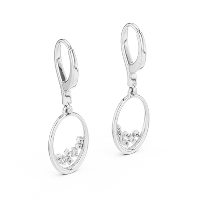 Lab Grown Diamond Oval Hoop Drop Earrings in Yellow Gold