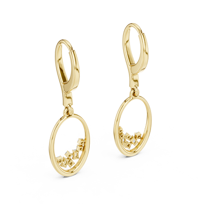 Lab Grown Diamond Oval Hoop Drop Earrings in Yellow Gold