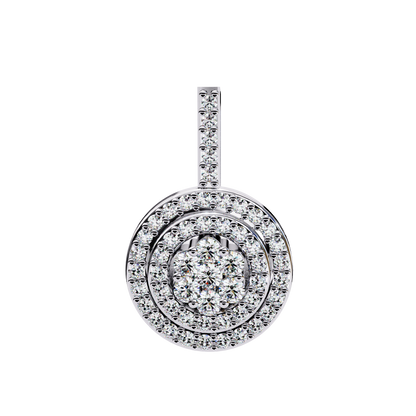 Round Cut Lab Grown Diamond Triple Halo Pendant