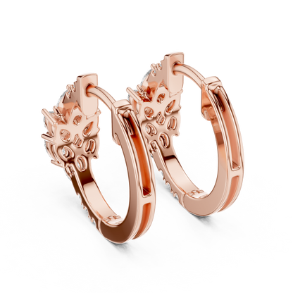 Lab Grown Diamond Cluster Huggie Hoop Earrings in White Gold
