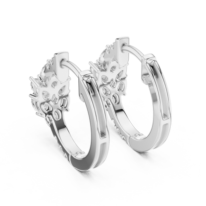 Lab Grown Diamond Cluster Huggie Hoop Earrings in White Gold