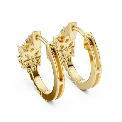 Lab Grown Diamond Cluster Huggie Hoop Earrings in White Gold