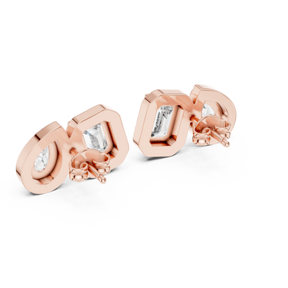 Toi et Moi Emerald and Pear Lab Grown Diamond Halo Earrings