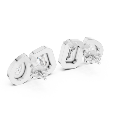 Toi et Moi Emerald and Pear Lab Grown Diamond Halo Earrings