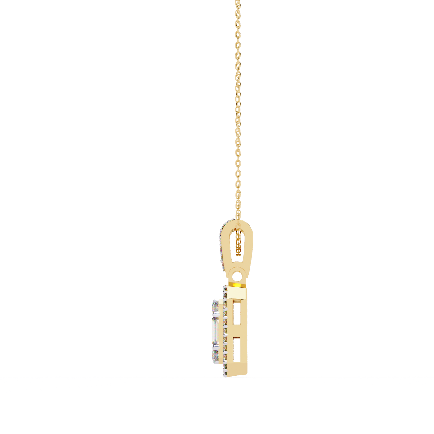 Gold Lab Grown Diamond Halo Pendant