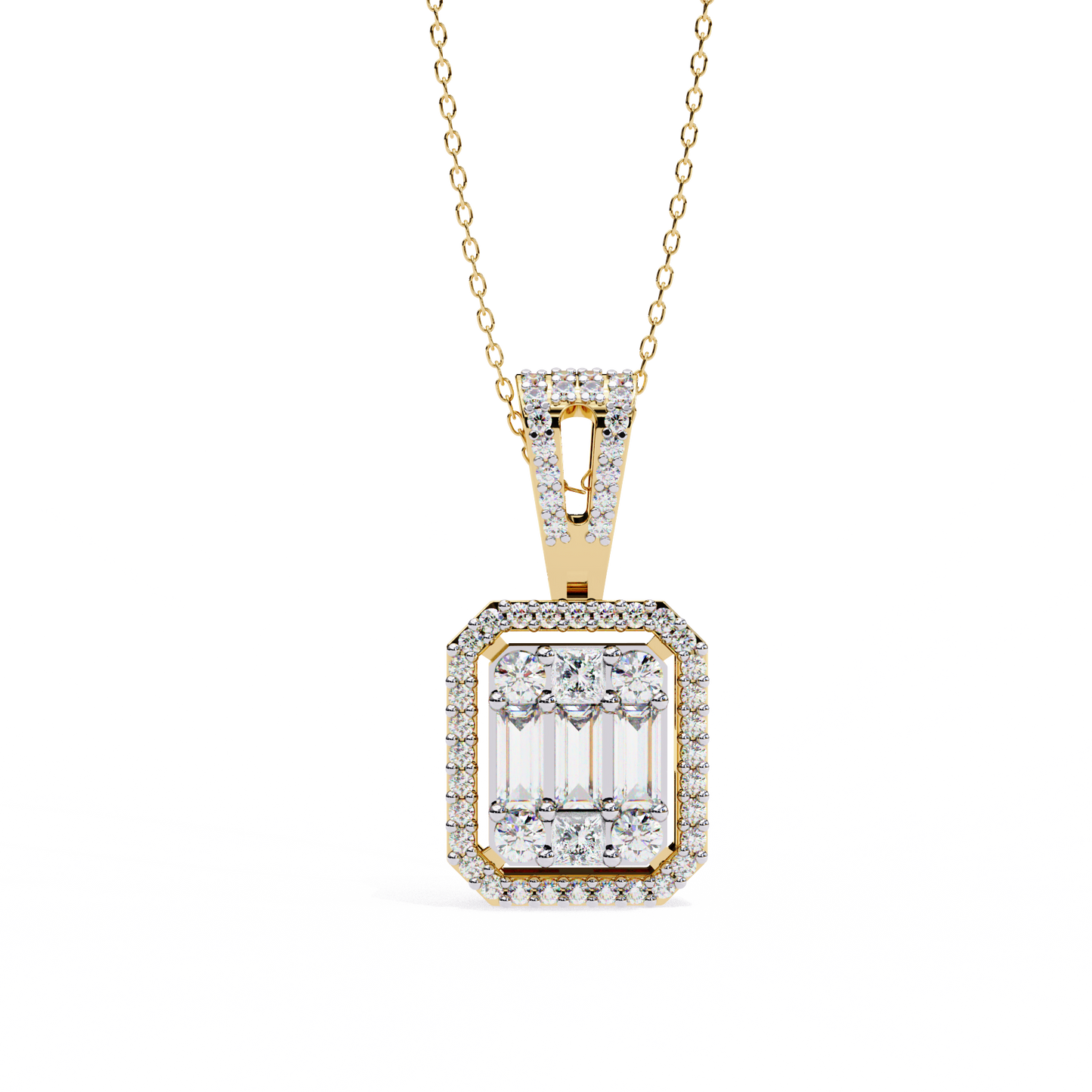 Gold Lab Grown Diamond Halo Pendant