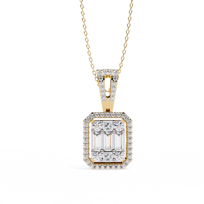 Gold Lab Grown Diamond Halo Pendant