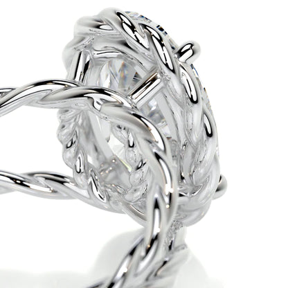 Oval Cut Moissanite Solitaire Split Shank Silver Engagement Ring
