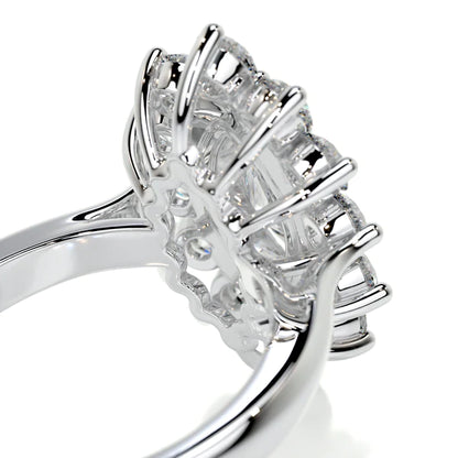 Marquise Cut Moissanite Halo Set Silver Engagement Ring