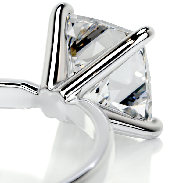 Princess Cut Moissanite Solitaire Silver Engagement Ring
