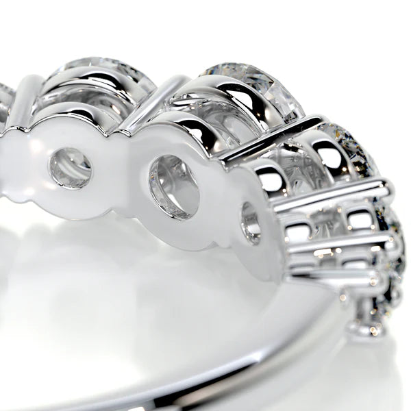 Round Cut Moissanite Seven stone Silver Ring