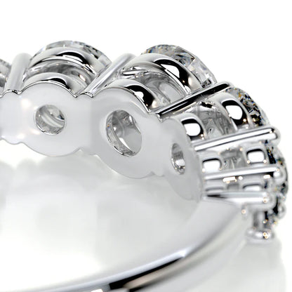 Round Cut Moissanite Seven stone Silver Ring