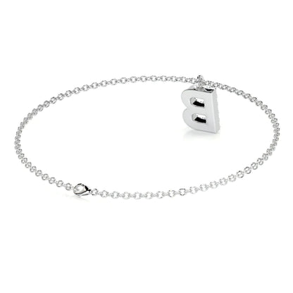 0.25 CTW Round Cut Moissanite Silver 'B' Letter Bracelet