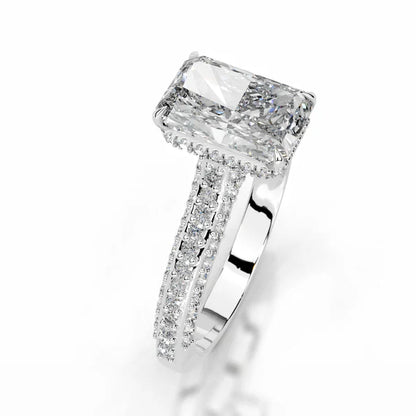Radiant Cut Moissanite Micro pave set Silver Engagement Ring