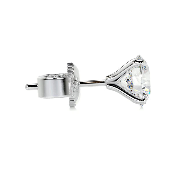 Round Cut Moissanite Silver Stud Earring