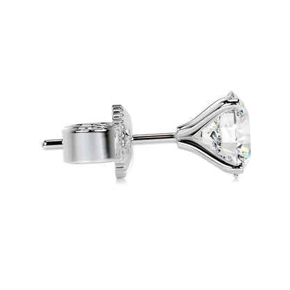 Round Cut Moissanite Silver Stud Earring