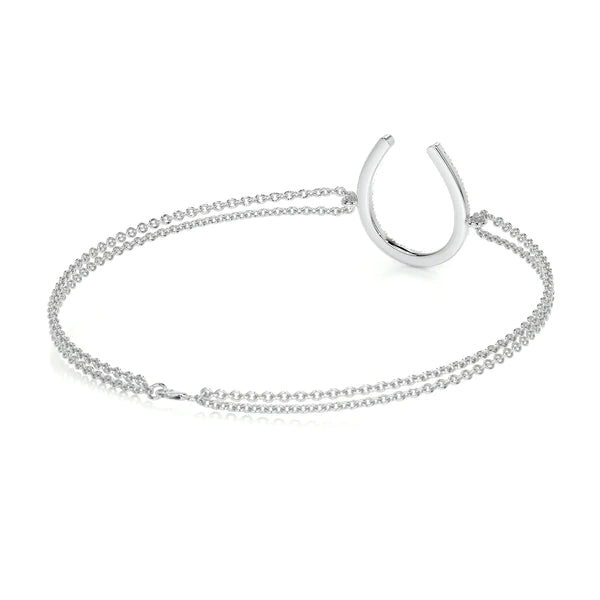 0.2 CTW Round Cut Moissanite Silver Horseshoe Shape Bracelet