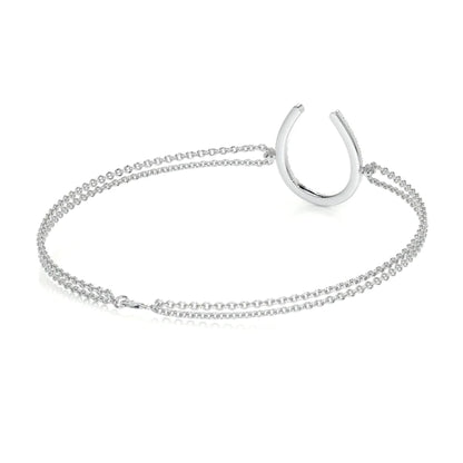 0.2 CTW Round Cut Moissanite Silver Horseshoe Shape Bracelet