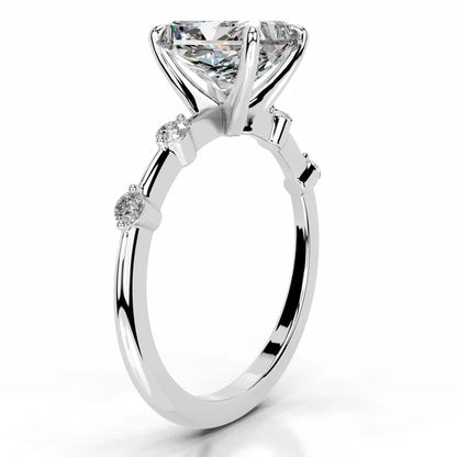 Radiant Cut Moissanite Bubble Prong Setting Silver Set Engagement Ring