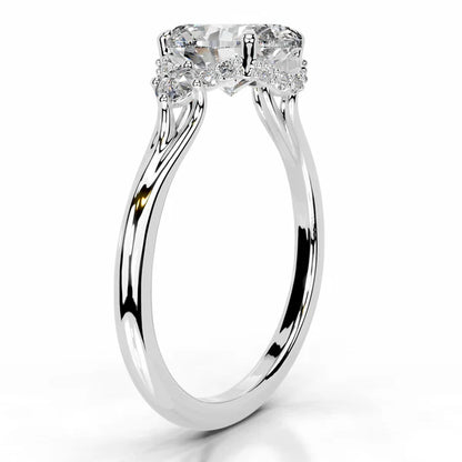 Oval Cut Moissanite Silver Three stone Engagement Ring