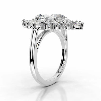 Marquise Cut Moissanite Halo Ring with illusion Silver Engagement Ring