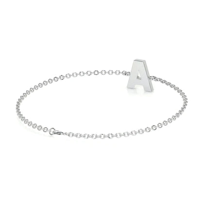 0.32 CTW Round Cut Moissanite Silver 'A' Letter Bracelet