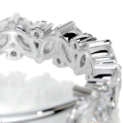 0.85 CTW Marquise and Round Cut Moissanite Silver Wedding Band