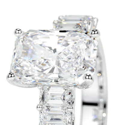 Radiant Cut Moissanite Accented Shank Silver Engagement Ring
