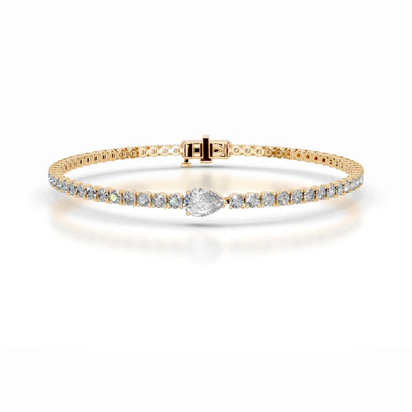 Pear Cut Moissanite Silver Tennis Bracelet