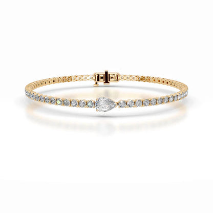 Pear Cut Moissanite Silver Tennis Bracelet