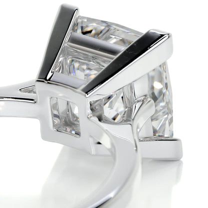 Princess Cut Moissanite Four Prong Set Silver Solitaire Engagement Ring