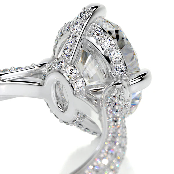 Oval Cut Moissanite Silver Pave Set Engagement Ring
