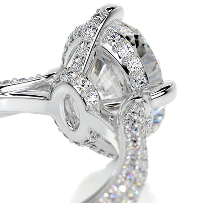 Oval Cut Moissanite Silver Pave Set Engagement Ring