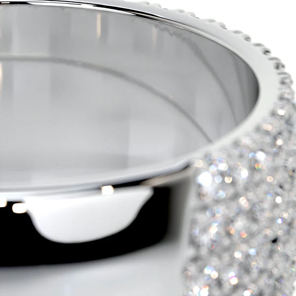 1.4 CTW Round Cut Moissanite Silver Half Eternity Set Wedding Band