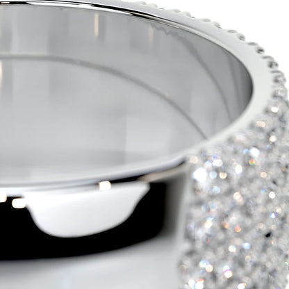 1.4 CTW Round Cut Moissanite Silver Half Eternity Set Wedding Band