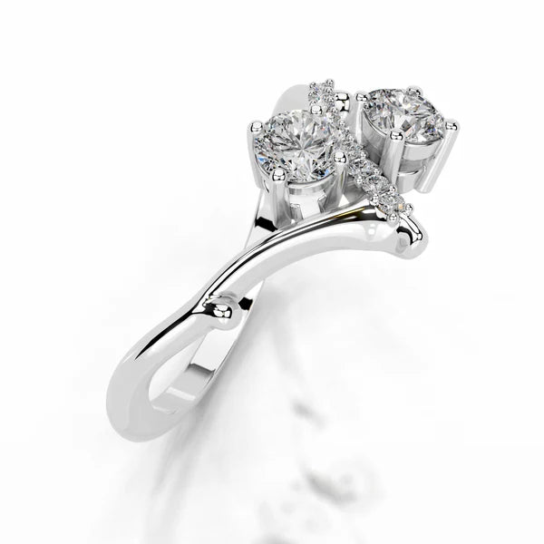 Round Cut Moissanite Silver Curved Wedding Band