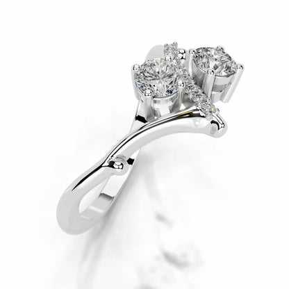 Round Cut Moissanite Silver Curved Wedding Band