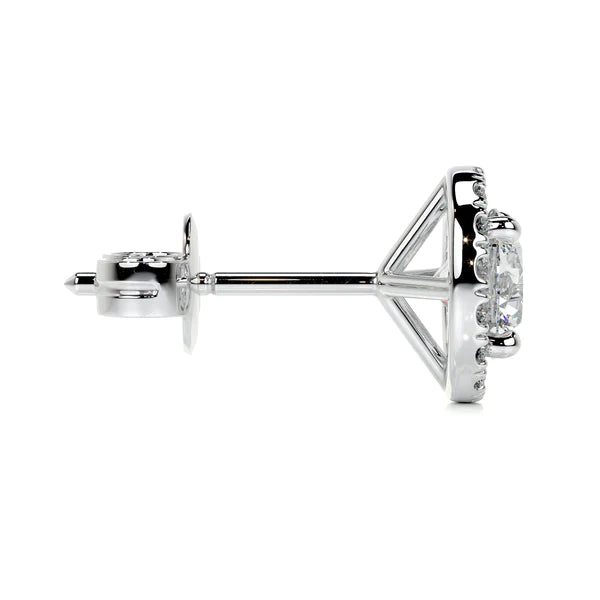Round Cut Moissanite Silver Halo Earring