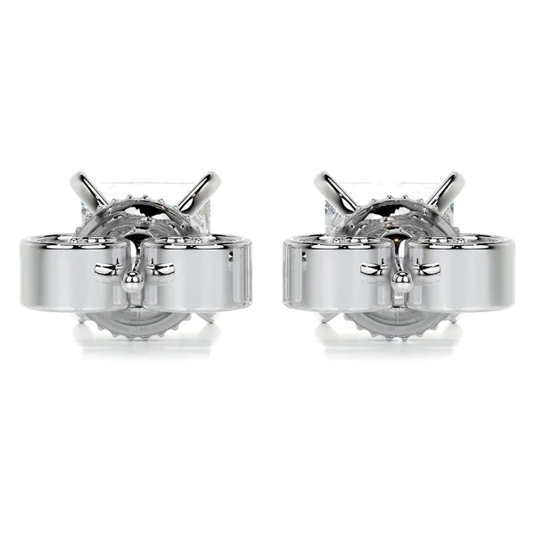 Princess Cut Moissanite Silver Stud Earring