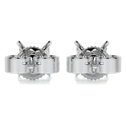 Princess Cut Moissanite Silver Stud Earring