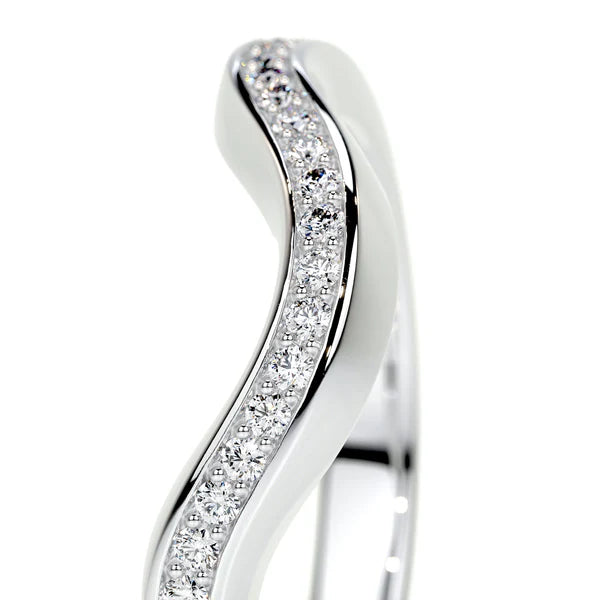 0.36 CTW Round Cut Moissanite Silver Curved Wedding Band