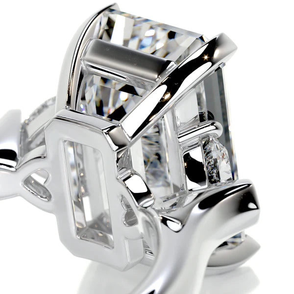 5.0 Ct Emerald Cut Moissanite Three Stone Set Silver Ring