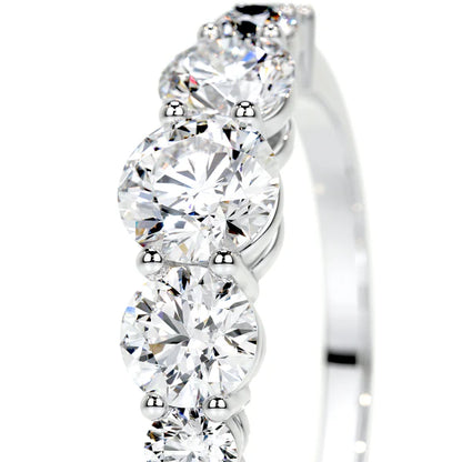 Round Cut Moissanite Silver Seven Stone Ring Engagement Ring